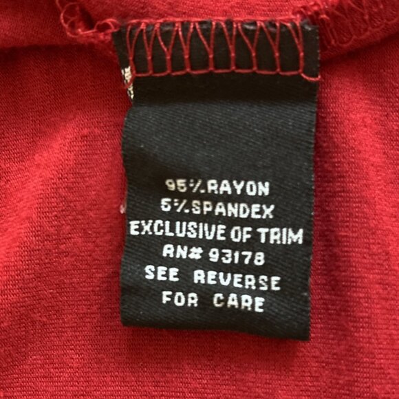 Grace Sweater Womens Large Red Ruffle Long cinched sleeve Spandex Rayon soft - Picture 8 of 9